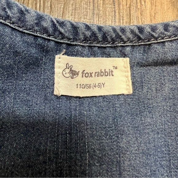 Girls Button Down Dark Blue Denim Cárdigan Top Size 4 - Picture 3 of 5